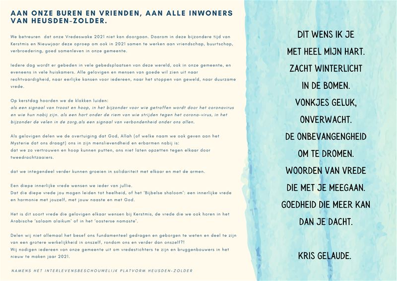 Een mooie nieuwjaarsboodschap voor iedereen