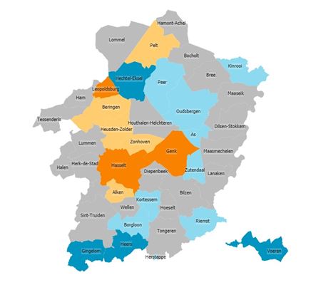 Heusden-Zolder is 4de dichtst bebouwd in Limburg