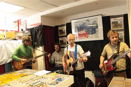 Live-optreden in de platenwinkel