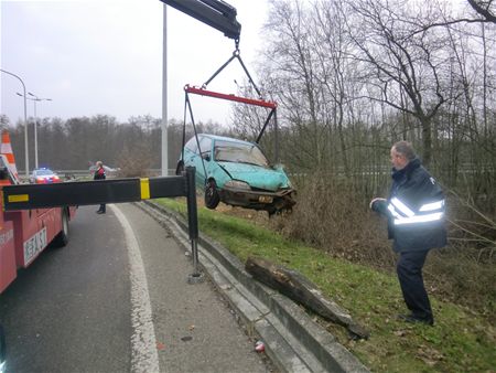 Auto mist afrit en belandt in struiken