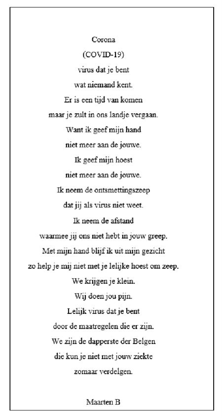 Een gedicht tegen corona