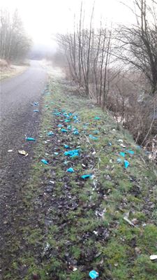 Een spoor van cornetto's in de natuur