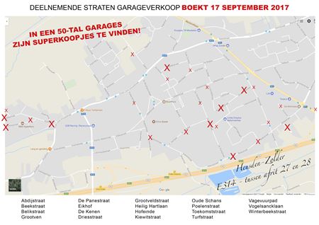 Garageverkoop op 50 plaatsen in Boekt