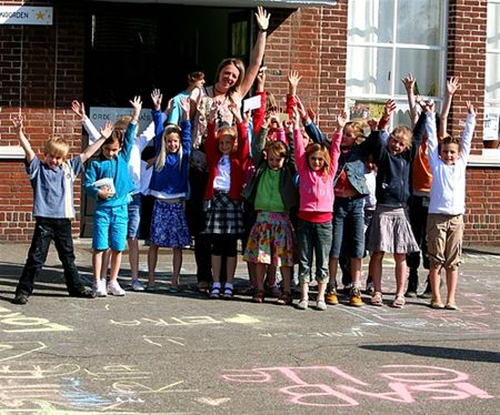 Krijtslogans voor mobiele schooltjes