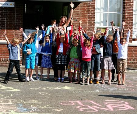 Krijtslogans voor mobiele schooltjes