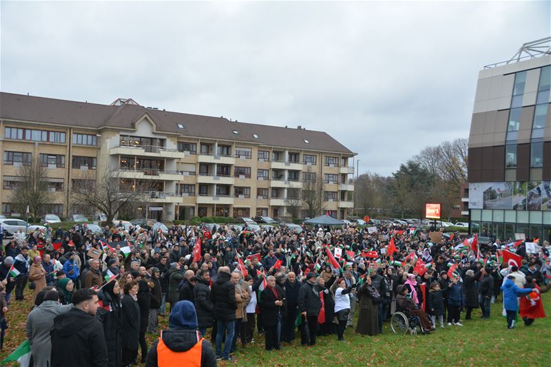 Massa volk op pro-Palestijnse manifestatie