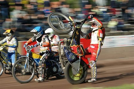 Spectakel tijdens speedwayraces