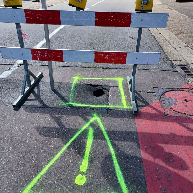 Verzakking in de Stationsstraat