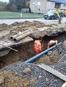 Ondergrond is weggespoeld door waterlek in Boekt