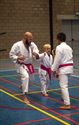 Karateka's dragen roze gordel tegen borstkanker