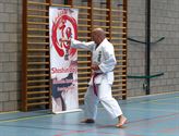 Karateka's dragen roze gordel tegen borstkanker
